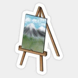 Easel with Mountain Painting Sticker